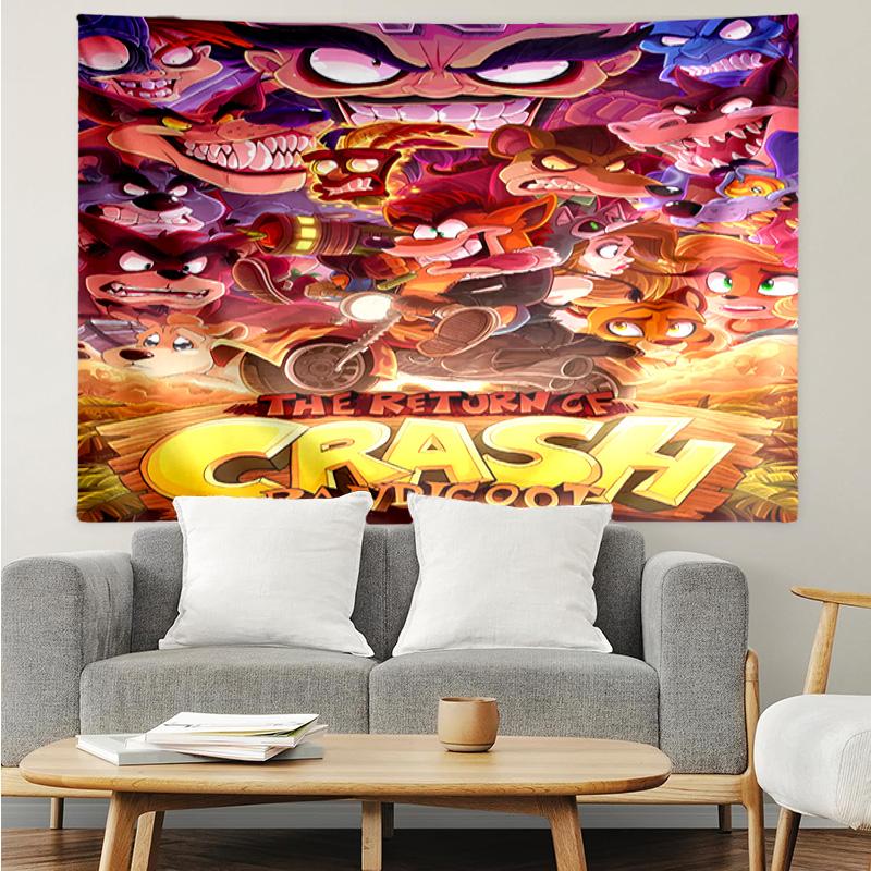 Crash Bandicoot Tapestry for Bedroom Aesthetic Classroom Tapestries Wall Hanging for Living Room Dorm Office,Ideal Creative Gift