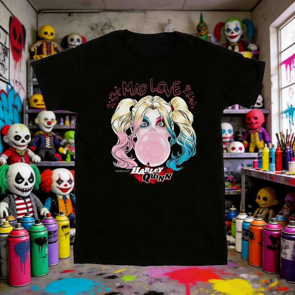 New Harley Quinn Mad Love Bubble Gum Graphic TShirt Unisexs Shirts Women y2k tshirts DC Comics Casual Short Sleeve Tee Tops