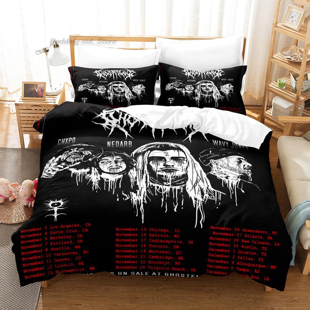 Ghostemane Комплект постельного белья Односпальный Полуторный Двуспальный Кинг-сайз Комплект для кровати Взрослый Детский Спальня Комплекты пододеяльников 3D-принт Крутой Хип-хоп