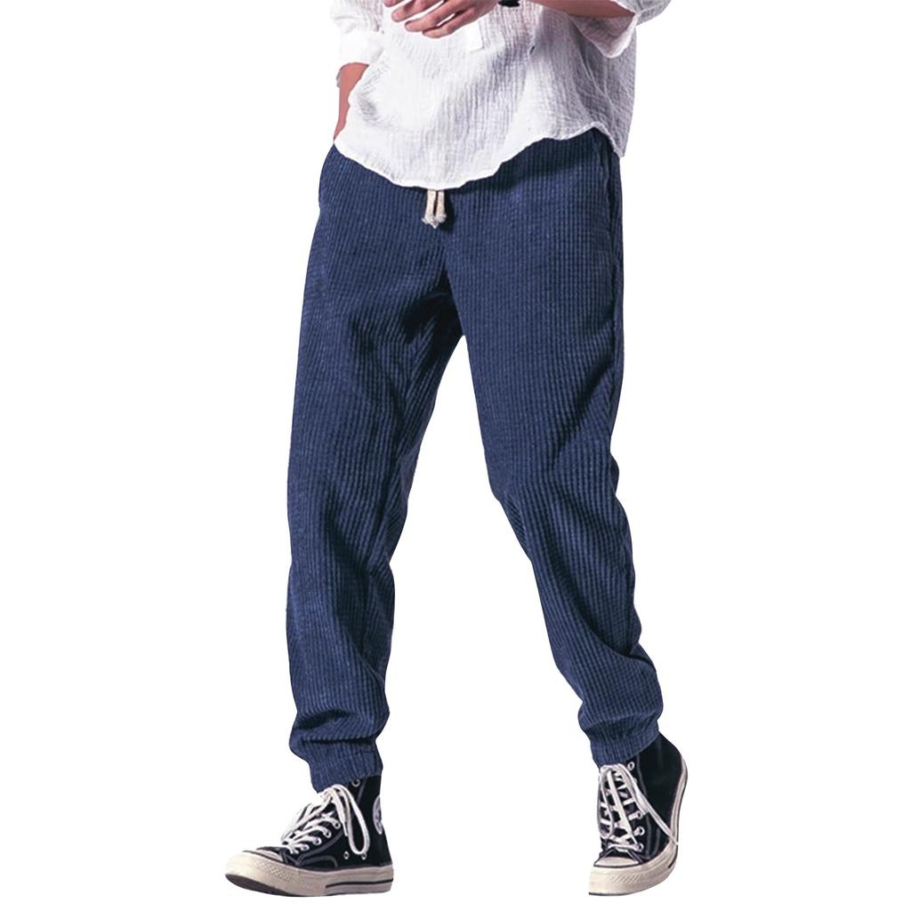Мужские осенние маленькие клетчатые повседневные спортивные брюки Мужские однотонные повседневные брюки с завязками
