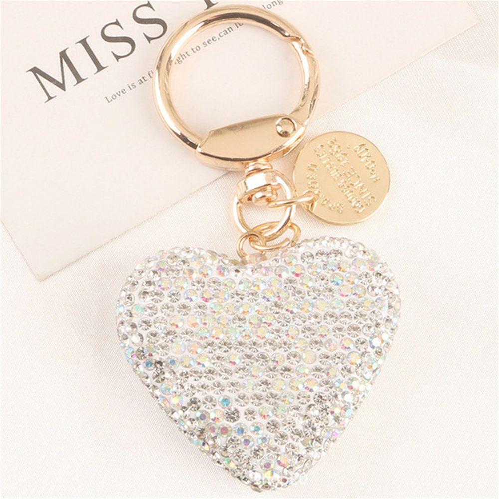 Pendant Rhinestone Interior Accessories Keys Holder Crystal Keyring Key Ring Love Heart Keychain