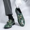 Ретро мода зеленые туфли с кисточками для мужчин дизайнерские роскошные свадебные туфли большого размера 46 кожаные туфли с острым носком для мужчин