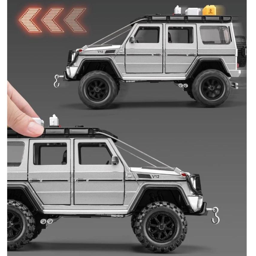 Масштаб 1/24 Mercedes-Benz G550 4X4 Модифицированная версия Внедорожник Литая модель автомобиля Звук Свет Инерционный автомобиль Украшения для ТВ-тумбы Подарок