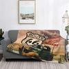 Soft Flannel Throw Blanket Retro Car Motel Route  Warm Cozy Plush All Season Bed Living Room Bedroom Cover