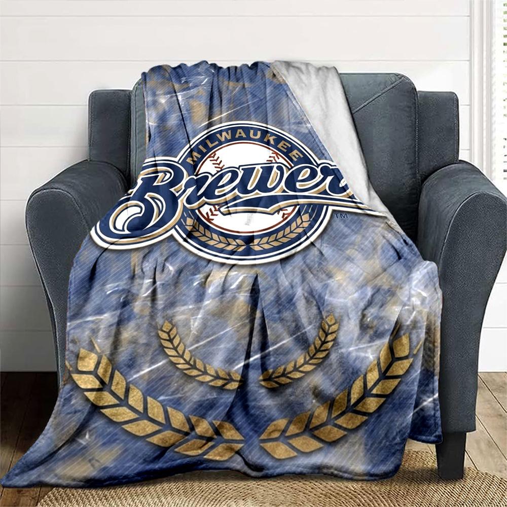 Milwaukee Brewers Print Flannel Blanket High Quality Warm Comfortable Cover for All Seasons Perfect for Gifts Home Decor