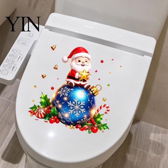 Decorative Holiday Scene Decals Santa Claus Christmas Stickers, PVC Waterproof Window for Easy DIY Ornaments Home Wall Glass And Storefront