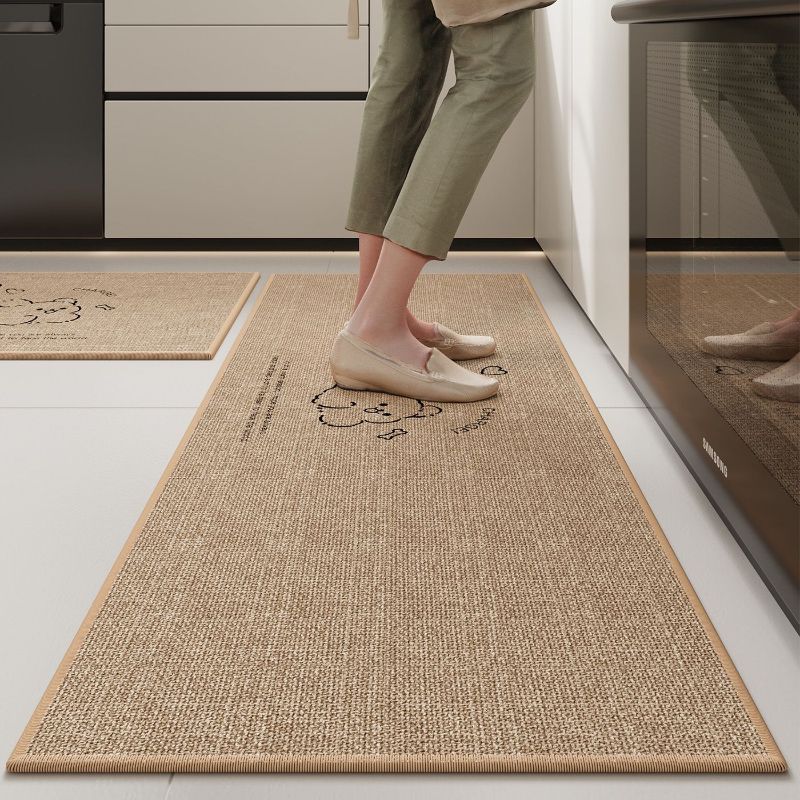 Strip Texture Cartoon Kitchen Mat, Oil Resistant Non Slip Splash Proof Cushioned Floor Mat for Sink Front and Home Decor