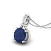 Blue Sapphire Solitaire Pendant - 925 Sterling Silver