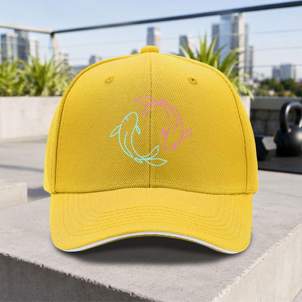 New Double Fish Pattern Baseball Cap Unisex Easy Lightweight Adjustable Outdoor Dad Hat Ideal Gift For Gatherings Parties An