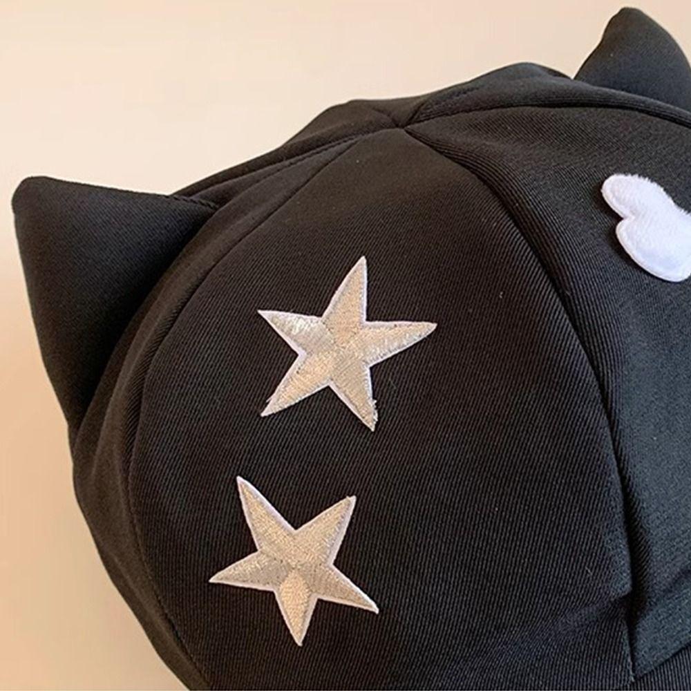 Кепка бейсболка Y2k с кошачьими ушками, милая кепка с козырьком, модная кепка со звездой, уличная одежда