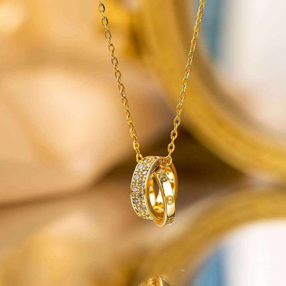 Elegant Full Zircon Copper Necklace Women Simple Exquisite Collarbone Chain Luxury Micro Inlaid Jewelry Gift