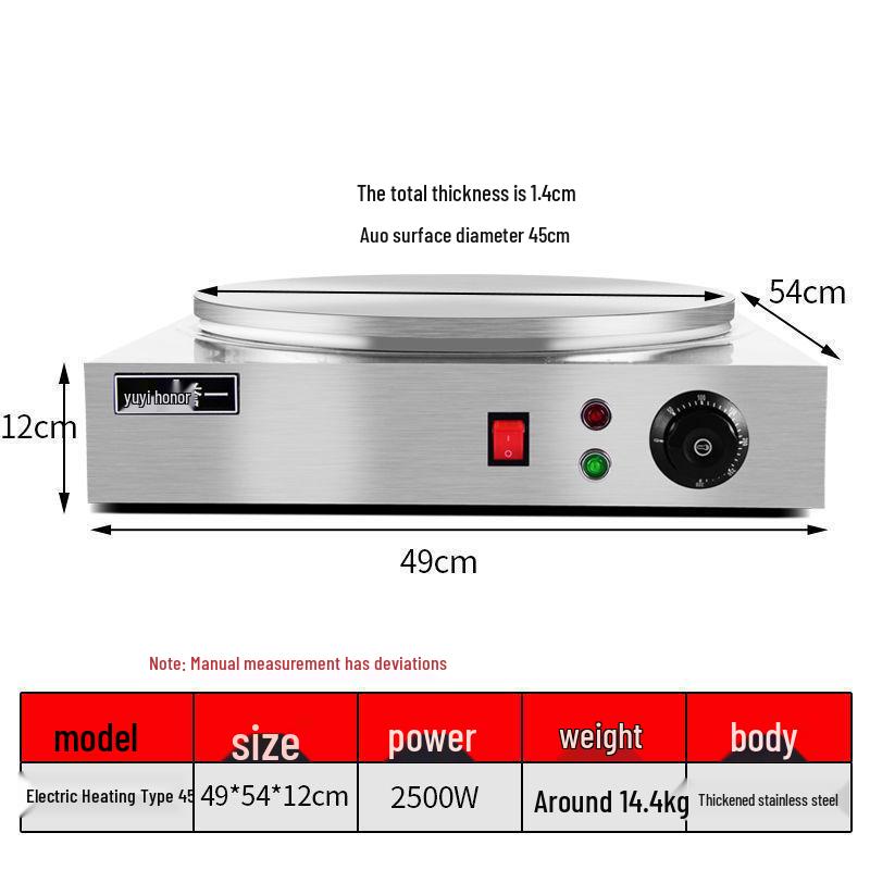 Electric Cast Iron Crepe & Pancake Griddle for Home Use