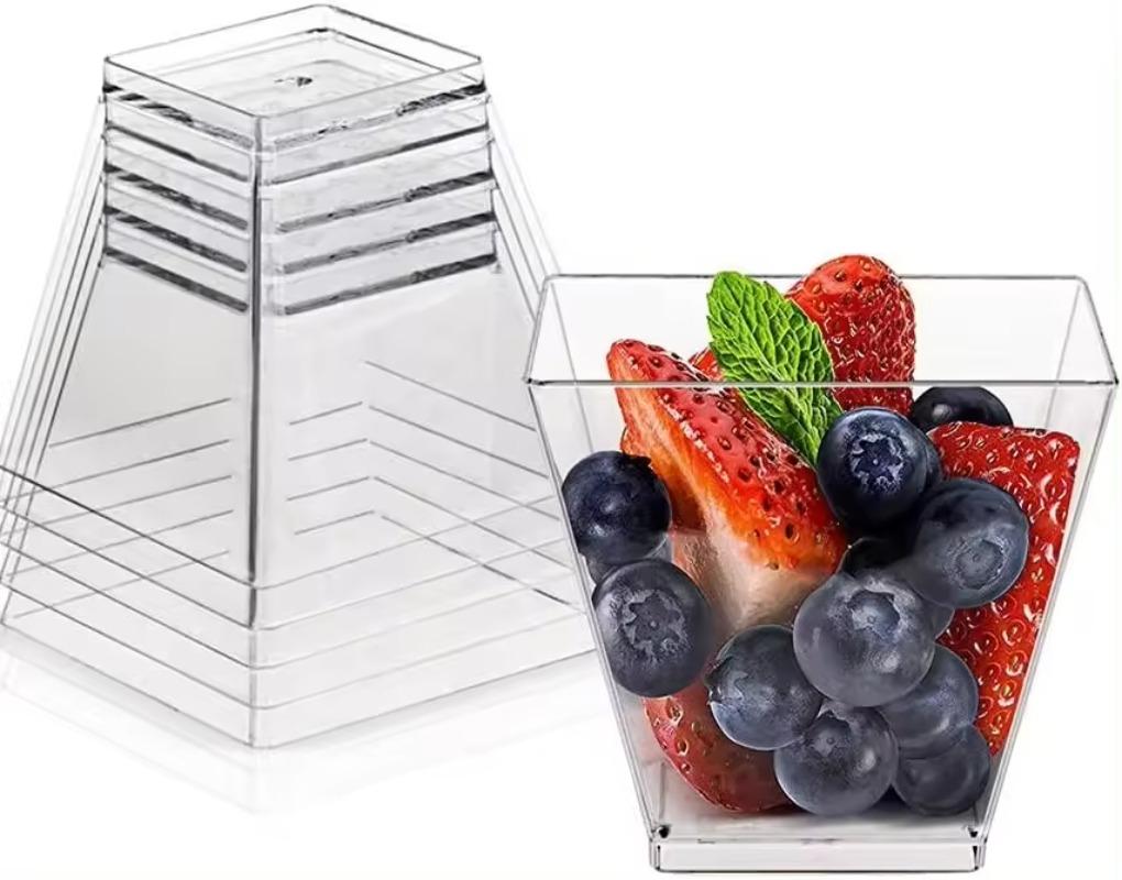 50/100 шт. Круглые стаканчики для десертов, одноразовые прозрачные стаканчики для парфе, стаканчики для мороженого, суфле, желе, праздничные принадлежности