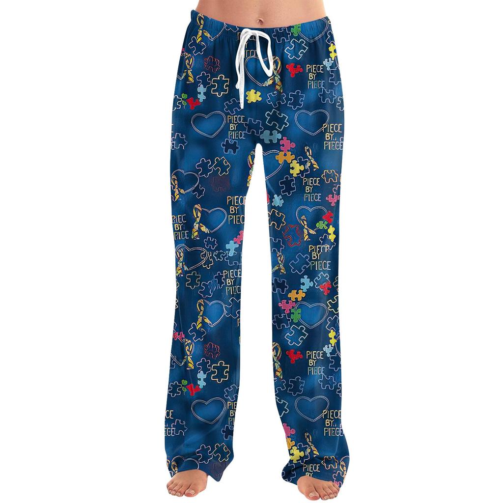 Женские домашние брюки с принтом Allover, пижамные брюки для сна, длинные брюки, пижамные брюки, брюки для йоги