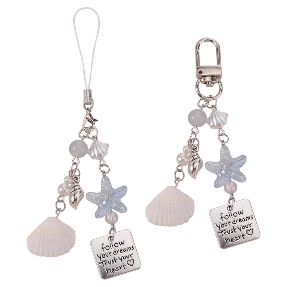 Acrylic Bead Charm Keychain Starfish Inspirational Quote Backpack Pendant Phone Lanyard Daily