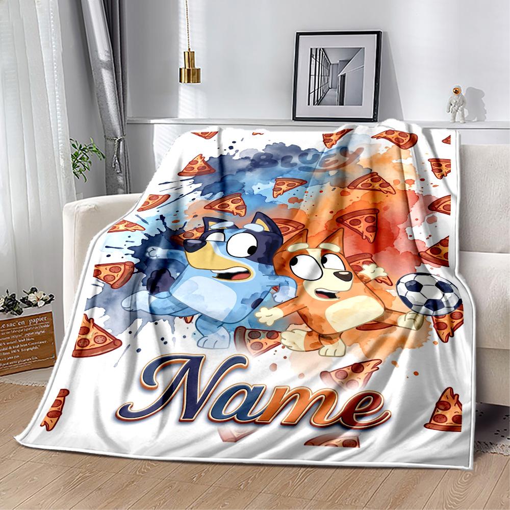 Pizza Party Pals Customize Text Blanket Multi-purpose Personalized Blanket Soft & Cozy for Livingroom Chair Office Nap Ideal for All Seasons