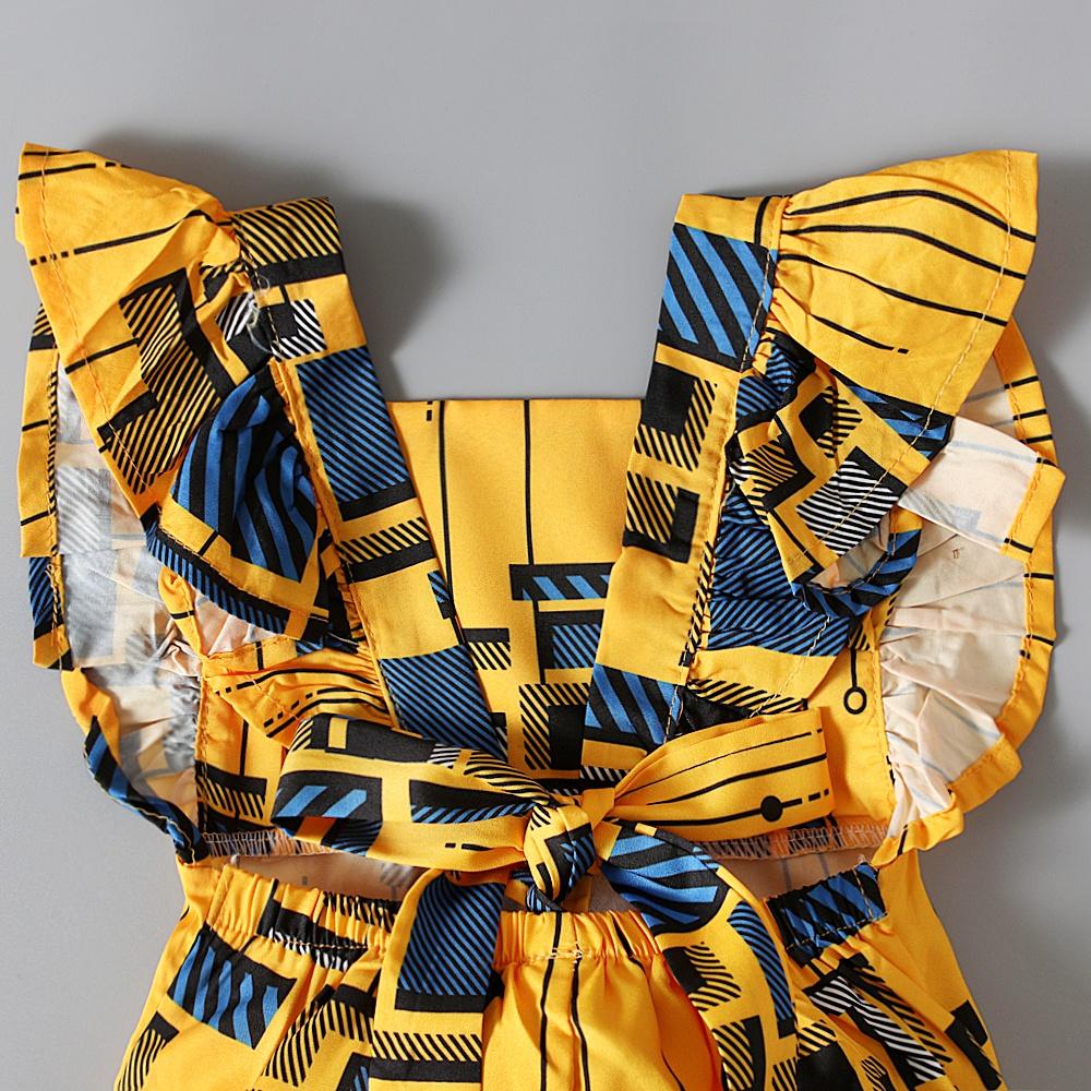 Одежда для маленьких девочек, комбинезон с рюшами и рукавами в африканском стиле бохо, одежда для детей 1-5 лет