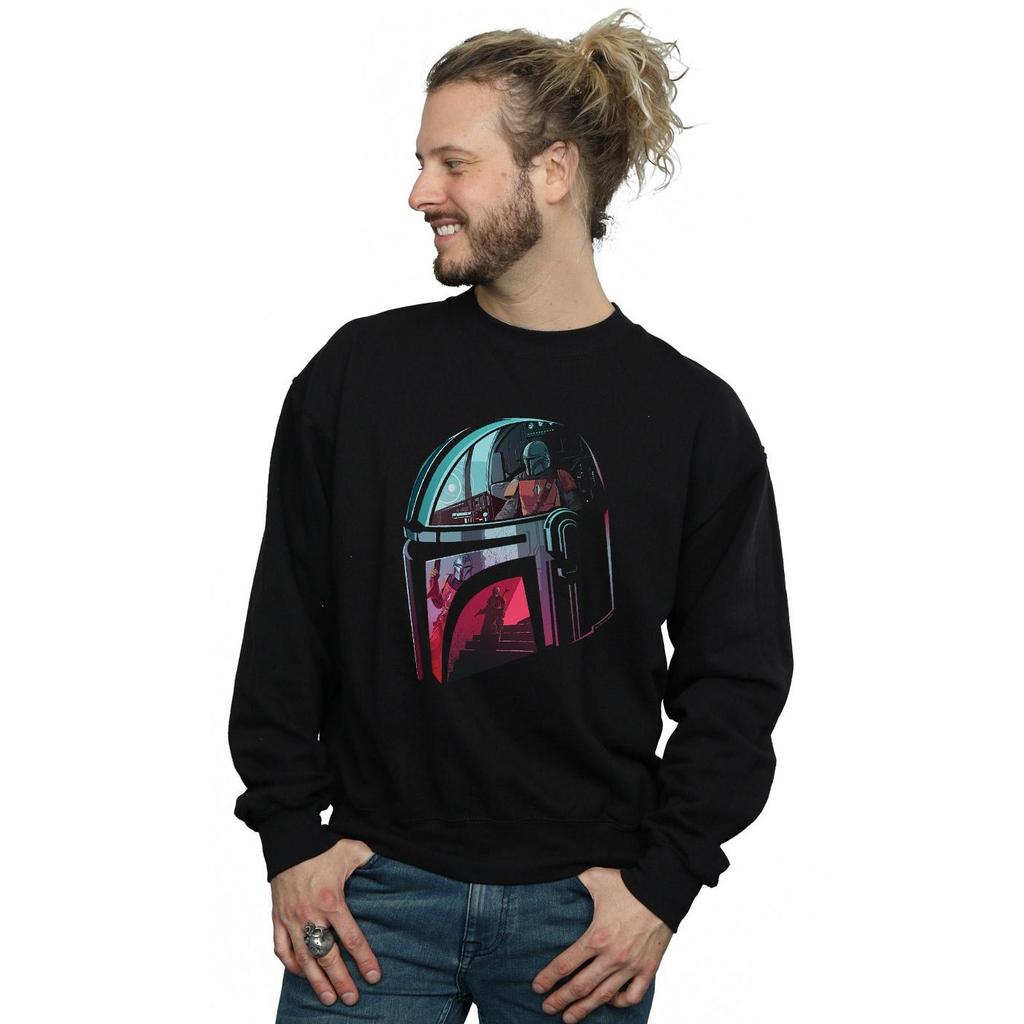 Star Wars Mens The Mandalorian Mandalore Helmet Reflection Sweatshirt