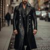 Новый осенне-зимний длинный кожаный плащ для мужчин, двубортная кожаная куртка, кожаное пальто для мужчин