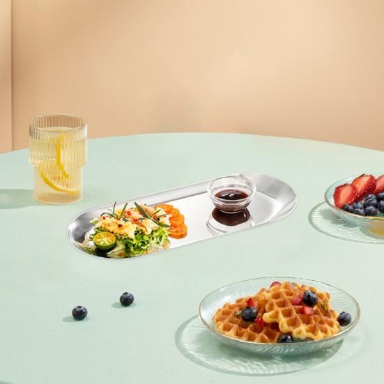 Тарелка для барбекю из нержавеющей стали, зеркальный блеск, можно мыть в посудомоечной машине, многофункциональную закуску, десерт, овощную порцию еды