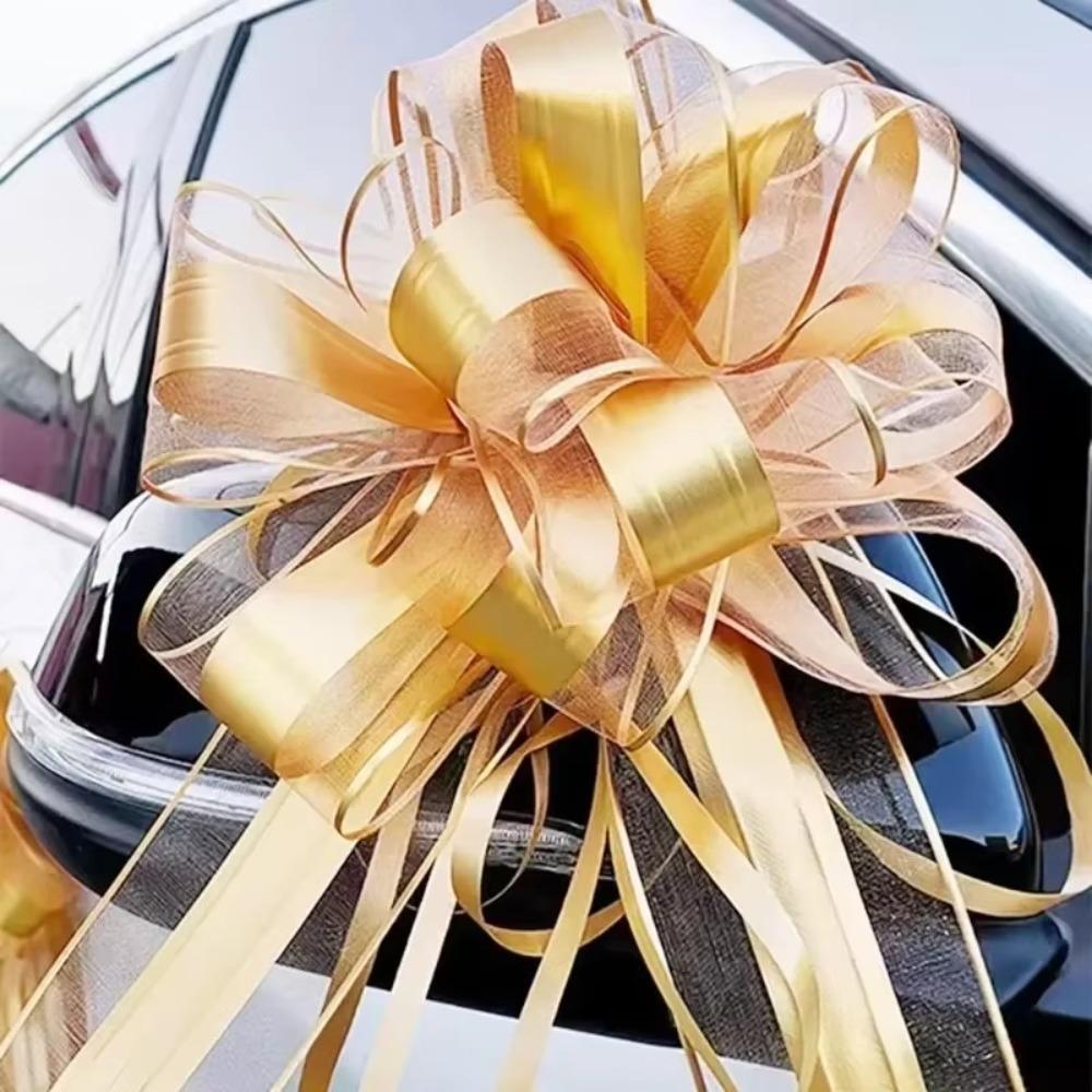 5Pcs Craft Flowers Wedding Car Ribbon Gift Wrap Wedding Pull Bow Flower  Wedding Car Decor