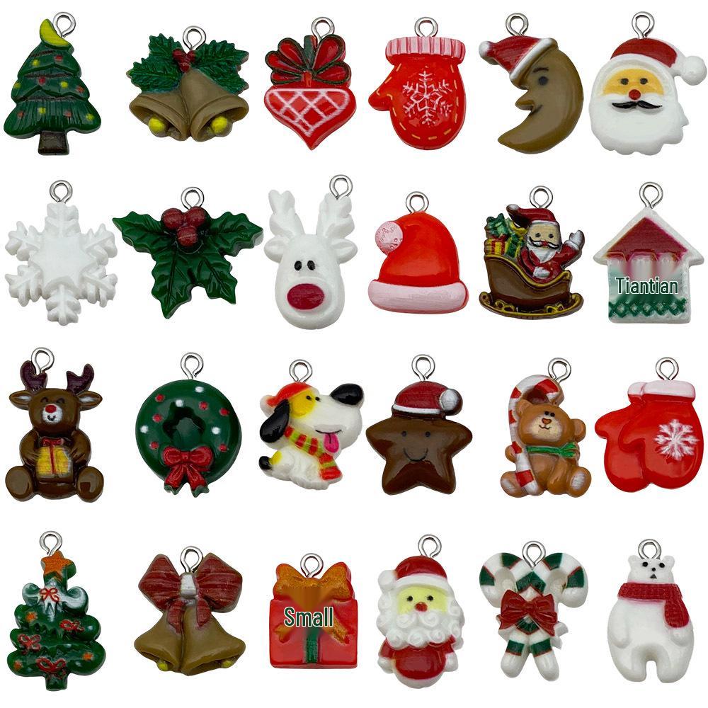 50-Piece Christmas Alloy Enamel Charms Set: Mixed Style DIY Pendants and Dangle Charms.