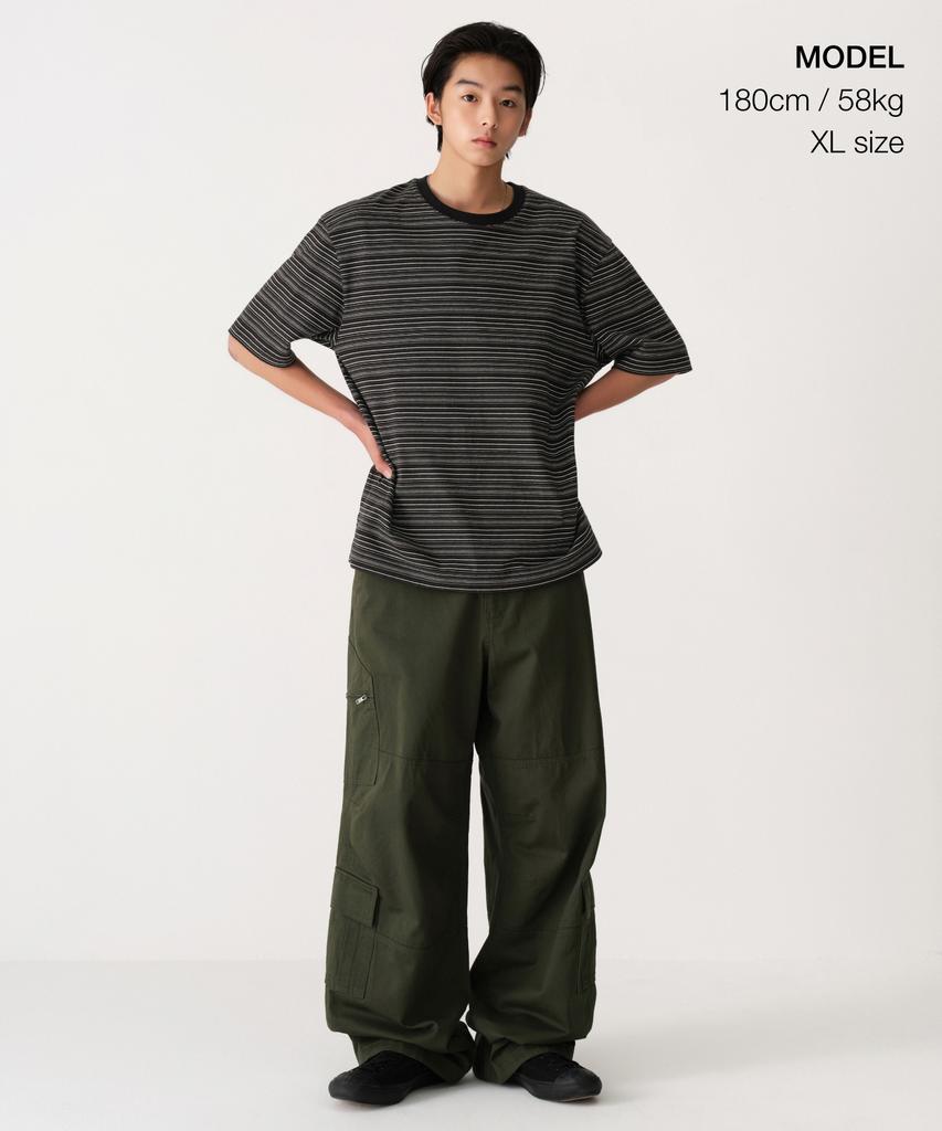 MUSINSA STANDARD Multi-Stripe Relaxed T-Shirt 4 [Black]