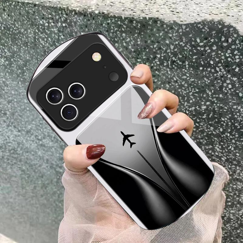 Самолет в постепенном полете Для iPhone 17 16 15 14 Pro 13 Plus 12 mini 11 Pro Max XR X S 7 8 Эллиптический закаленный стеклянный чехол для телефона