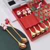 2026 Christmas 6pcs/4pcs Spoon Fork Set Stainless Steel Christmas Spoon Set Coffee Tea Dessert Scoop Christmas Tableware Set