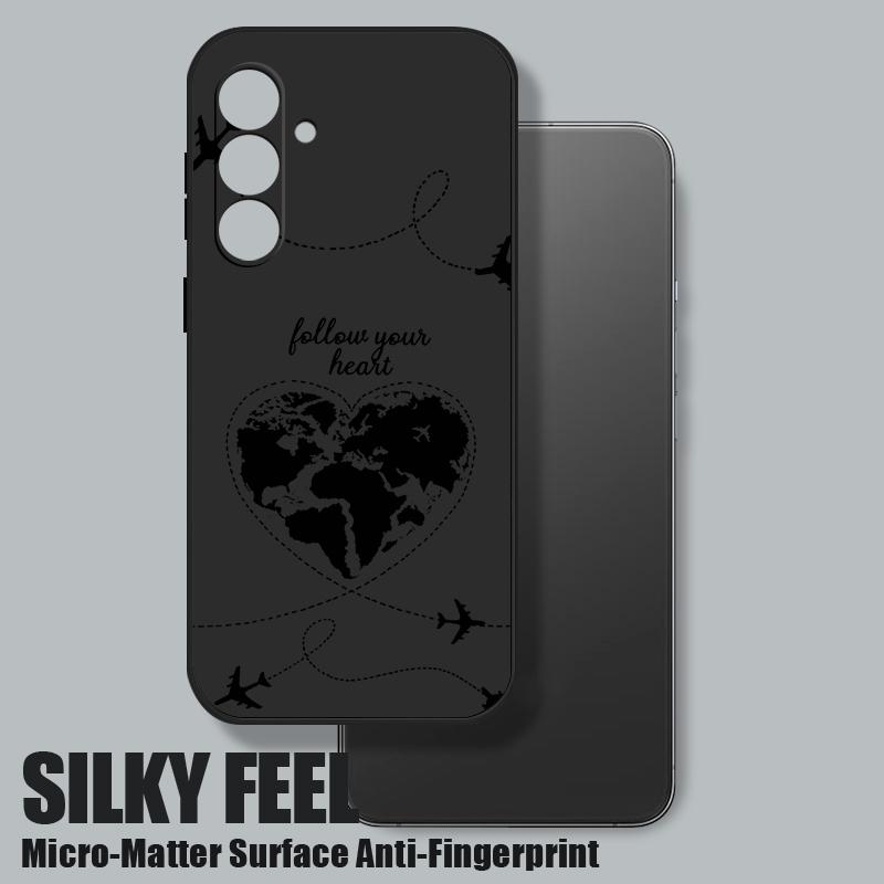 Чехол с принтом 'Самолет Сердце Карта' для Samsung Galaxy S25 Ultra S24 Plus S23 S22 S21 FE A14 A34 A54 A15 A25 A35 A55 A16 A26 A36 A56 A17 5G