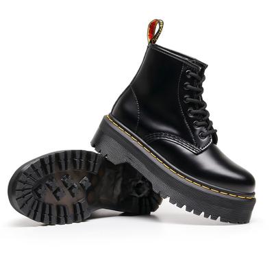 Высокие ботинки из жесткой кожи в британском стиле ручной работы с перфорацией, на толстой подошве, с открытым краем, с бусинами, из коровьей кожи, короткие ботинки, женские, для увеличения роста