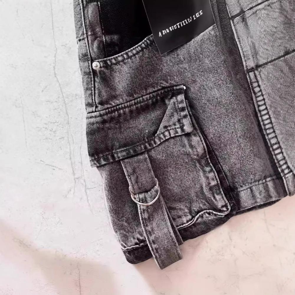 Юбка из денима Harajuku с несколькими карманами, винтажная готическая черная мини-юбка Y2k, модная женская повседневная универсальная сексуальная уличная одежда