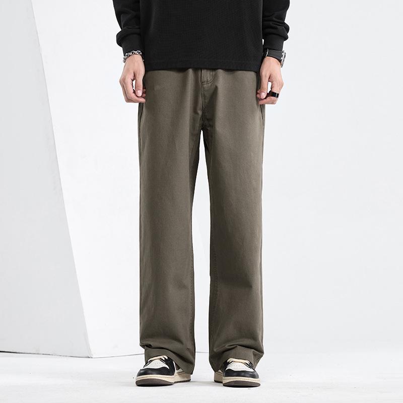 Mingge 2025 Мужские брюки свободного кроя с прямыми штанинами на весну/лето - Модные, однотонные, повседневные и универсальные.