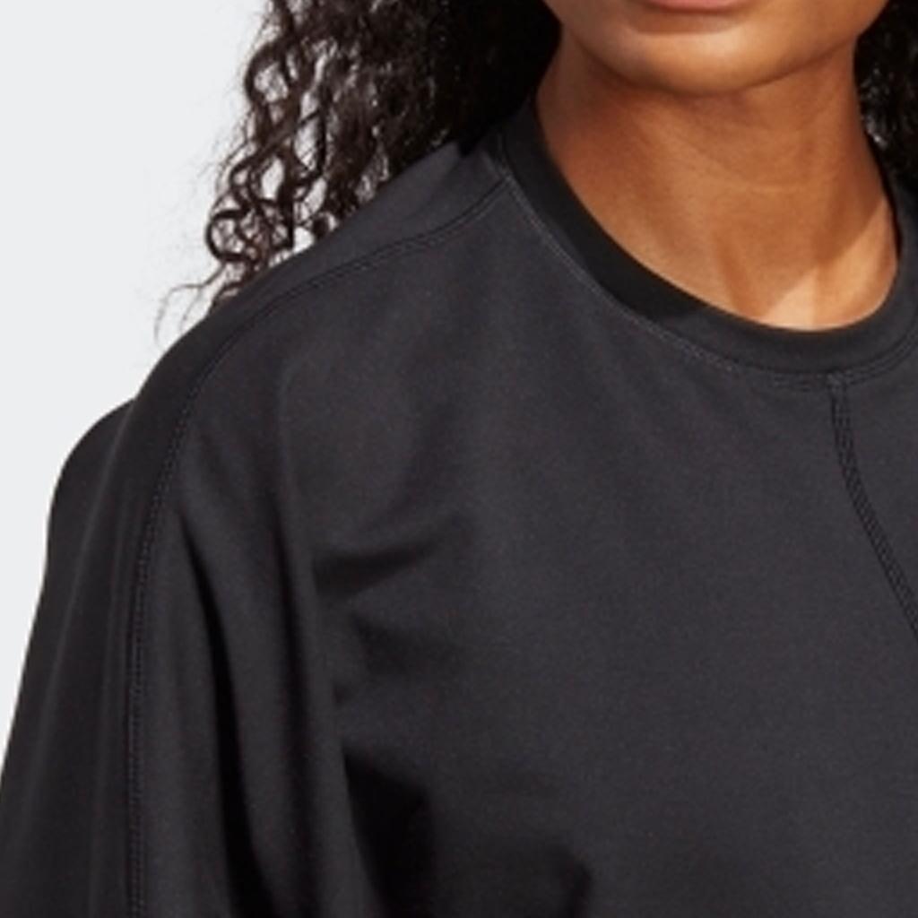 adidas Однотонный круглый вырез пуловер короткий рукав толстовка женская толстовка черный HS8121