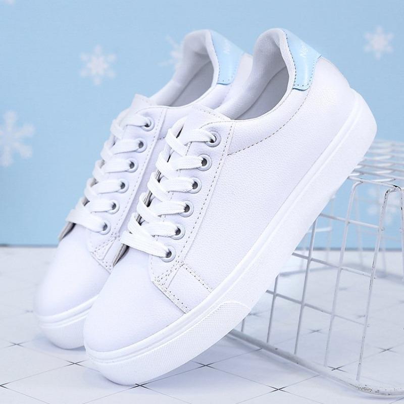 Women Sneakers Fashion Breathble Vulcanized Shoes Pu Leather Platform Shoes White Lace Up Casual Shoes Zapatos Mujer