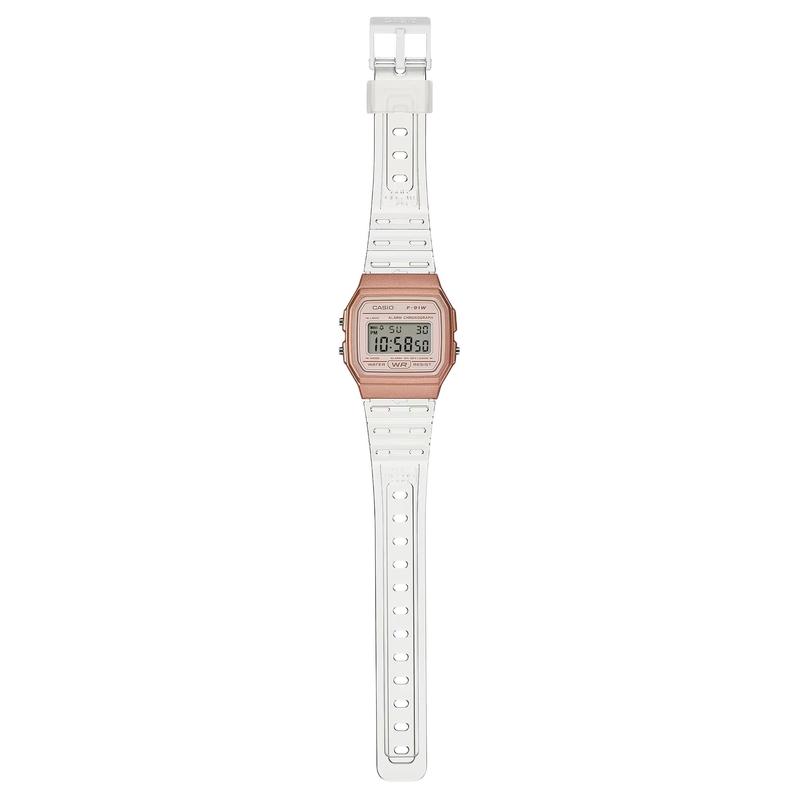 Casio Серия F-91 календарь секундомер будильник Кварцевые часы на смоляном ремешке женские серый циферблат F-91WS-7A3