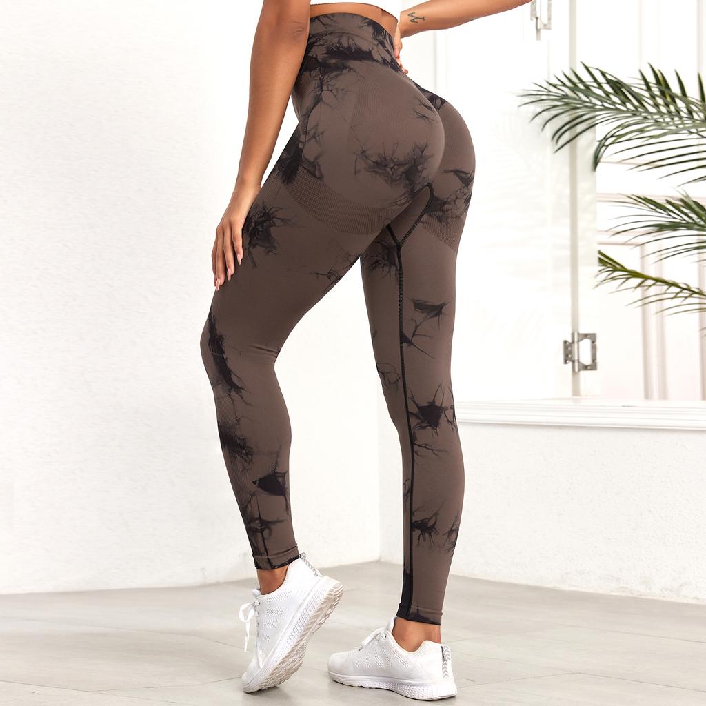 Бесшовные брюки для йоги с галстуком-краской, женские спортивные леггинсы с высокой талией, эластичные спортивные леггинсы для тренировок, узкая спортивная одежда для спортзала