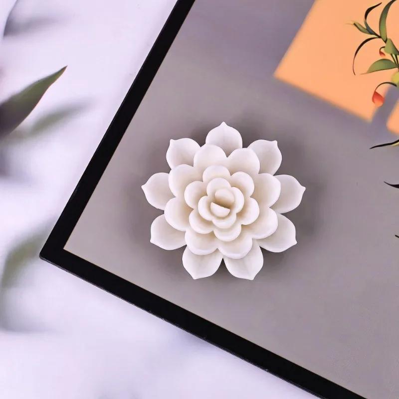 Силиконовая форма для свечей в виде лотоса, имитация цветка, автомобильная форма для ароматического камня, форма для украшения свечей в виде лампы в виде лотоса