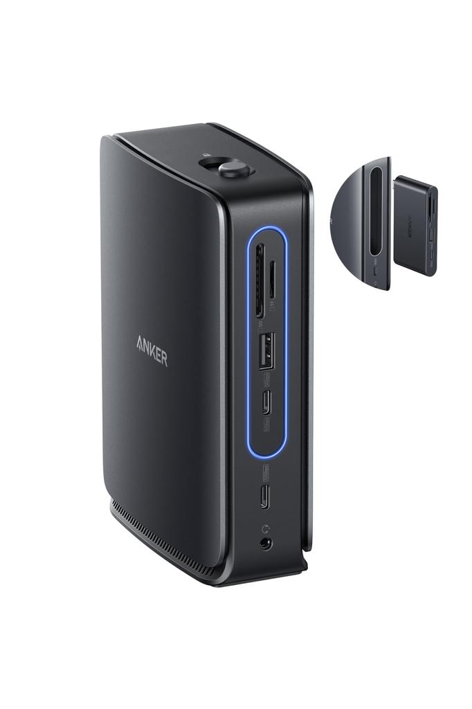 ANKER Съемная нано-док-станция с поддержкой до 4K, до 100 Вт восходящего потока, одновременный вывод на до 3 устройств 10 Гбит/с, данные и карты (13-в-1, USB-C концентратор)