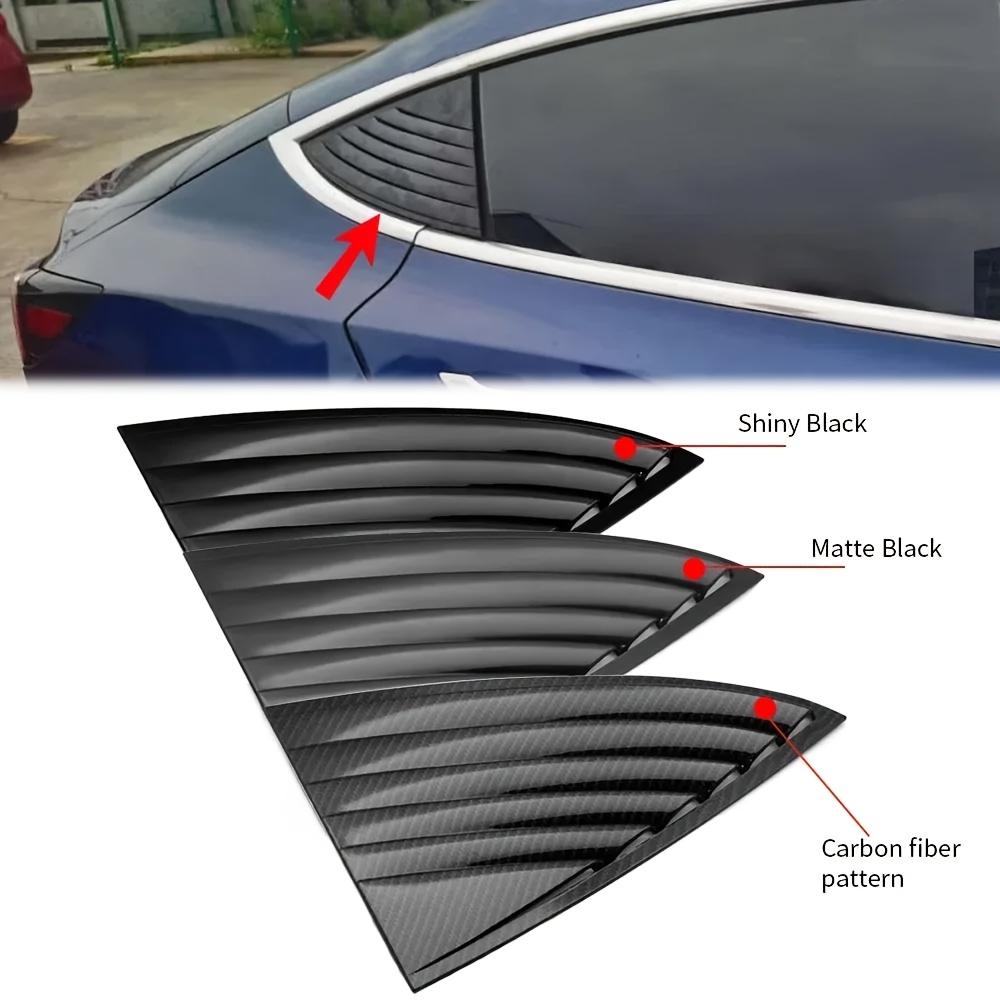 for Tesla Model 3 Rear Side Window Louver Trim Cover 2019 Model ABS Black Carbon Fiber Pattern Triangular Window Vent Sporty Exterior Modification