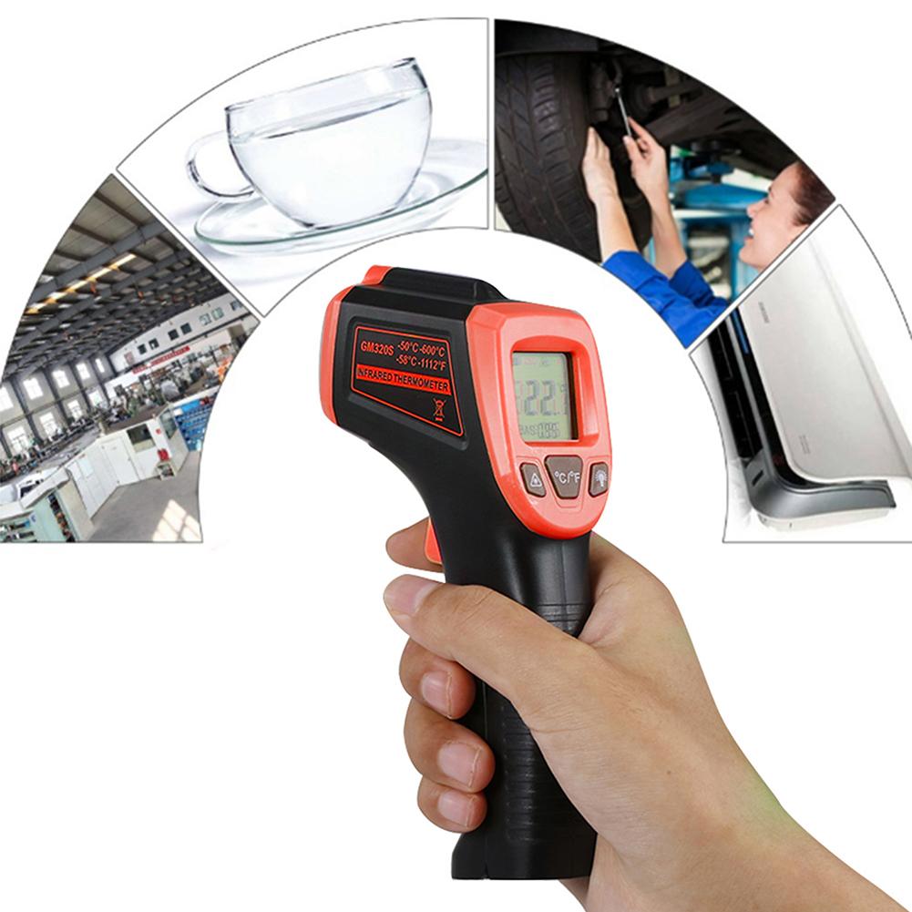 Digital Infrared Thermometer -50~600℃ / -58~1122℉ Contactless Temperature Tester IR Laser Pyrometer LCD Non-Contact Pyrometer