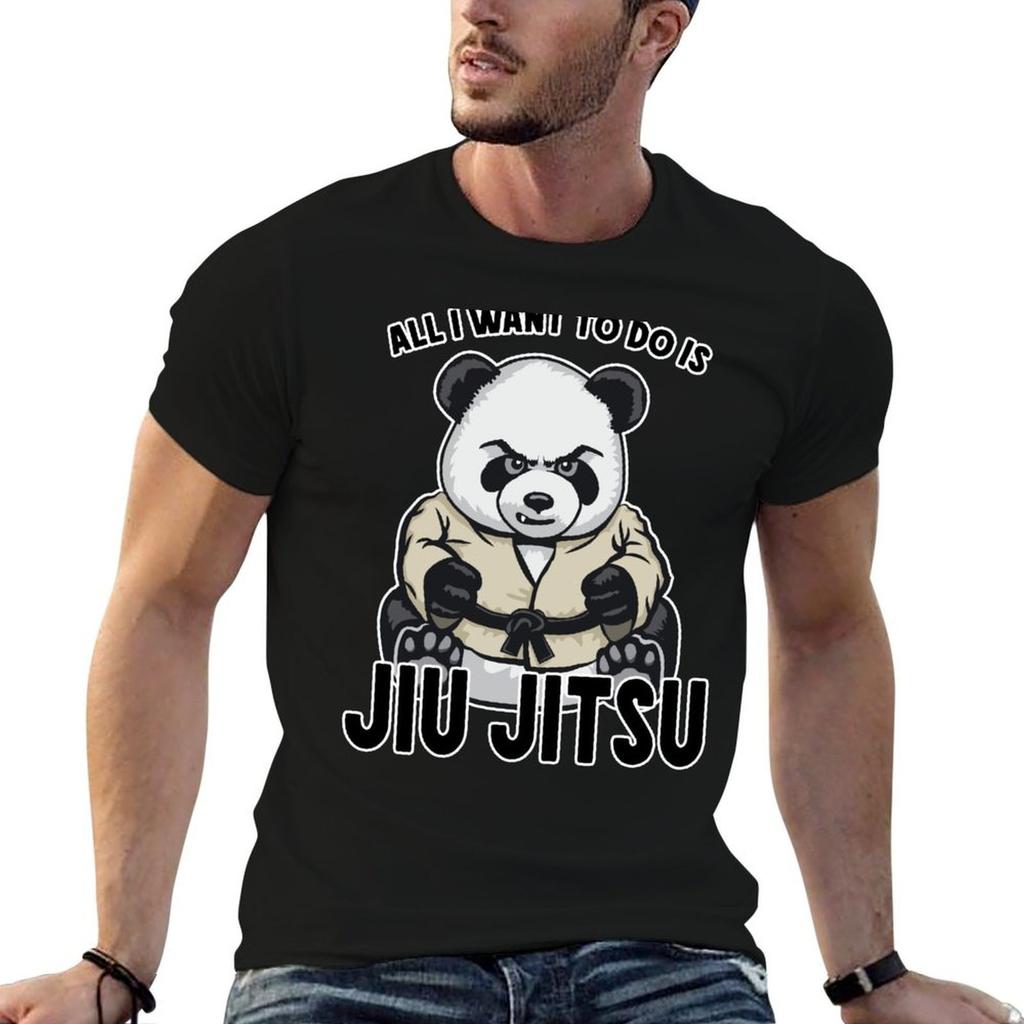 Jiu Jitsu Panda All I Want To Do Is Cute Bear Tshirt Casual Soft Cotton Short Sleeve Tee