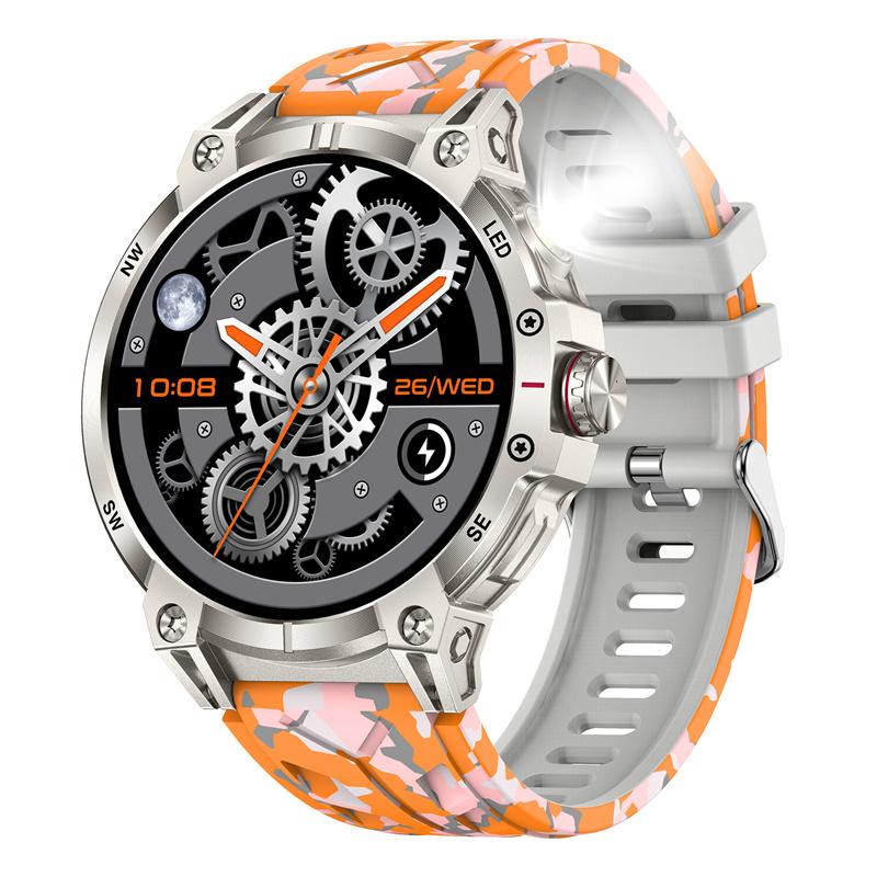 Умные часы KC89 для мужчин, для занятий спортом на открытом воздухе, светодиодный фонарик, компас, Bluetooth-звонок, голосовой ИИ, мониторинг здоровья, фитнес-трекер, смарт-часы