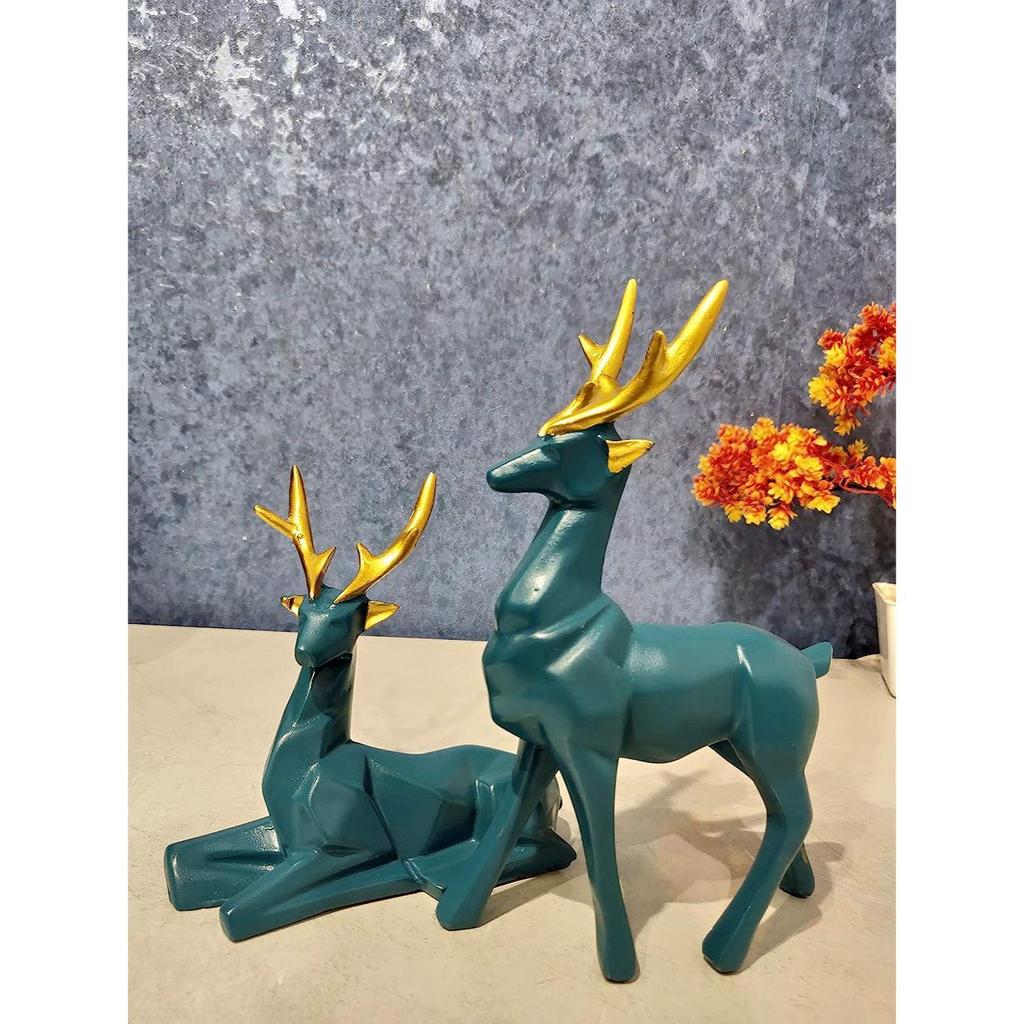 Демонстрационный образец оленя/хирана из смолы для домашнего декора и офисного декора, набор из 2 экспонатов, разноцветный