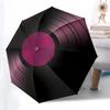 8-Rib Reinforced Automatic Open/Close Vinyl Record Umbrella - Lightweight Durable Compact Folding Beach Umbrella with Vibrant