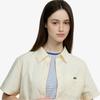 Lacoste Женская хлопково-льняная рубашка с коротким рукавом JP CF9479-56G056