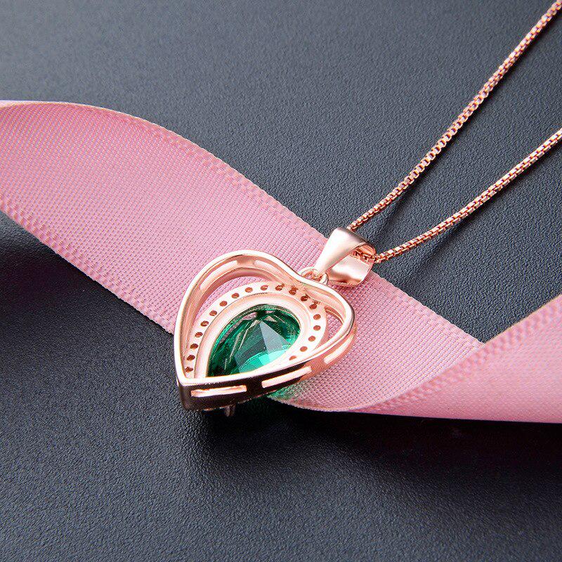 Элегантное ожерелье Tancision из стерлингового серебра 925 пробы с изумрудным циркониевым кулоном в форме сердца, женские украшения для свадебной вечеринки