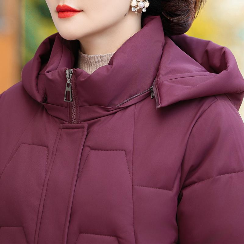 Куртки для женщин среднего возраста, зимние короткие пальто с капюшоном, элегантные толстые теплые парки больших размеров для женщин, верхняя одежда