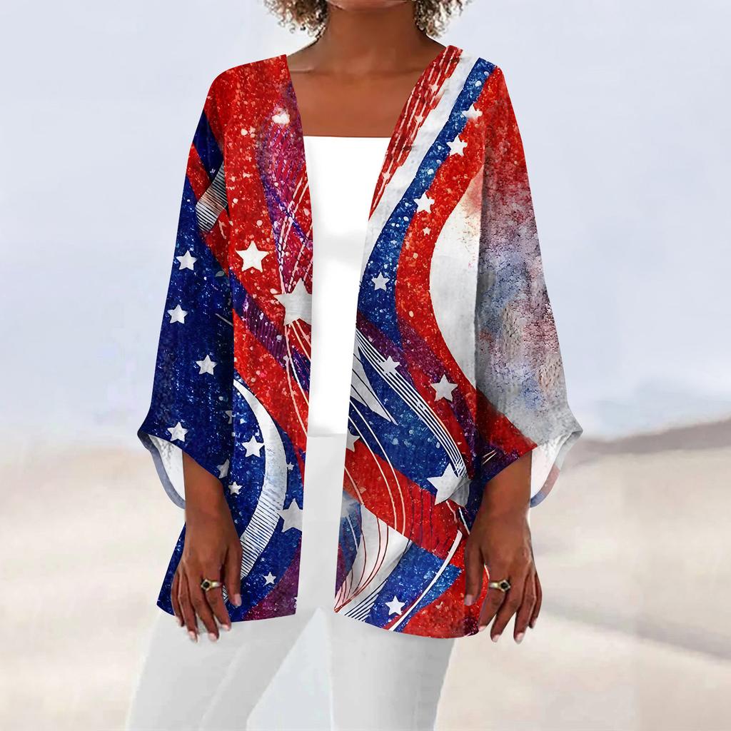 Женская повседневная модная легкая куртка средней длины с принтом, кардиган