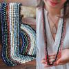 Модное женское ожерелье из циркона, ограненные хрустальные бусины, завязанное длинное ожерелье, подарки